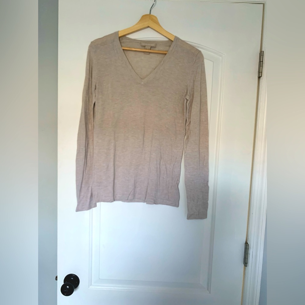 Taupe Banana Republic Long Sleeve shimmer V-Neck